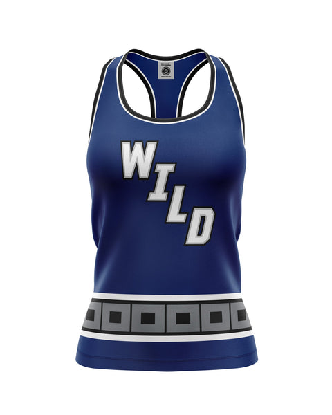 Bench Clearers Wenatchee Wild Alternate Blue Women's Racerback Hockey Tank **ONLINE SPECIAL**