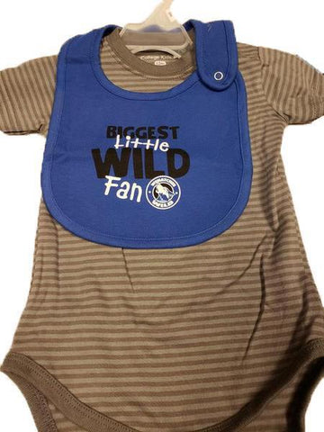 Biggest Little Wild Fan Grey Stripe Bodysuit w/ Blue Bib